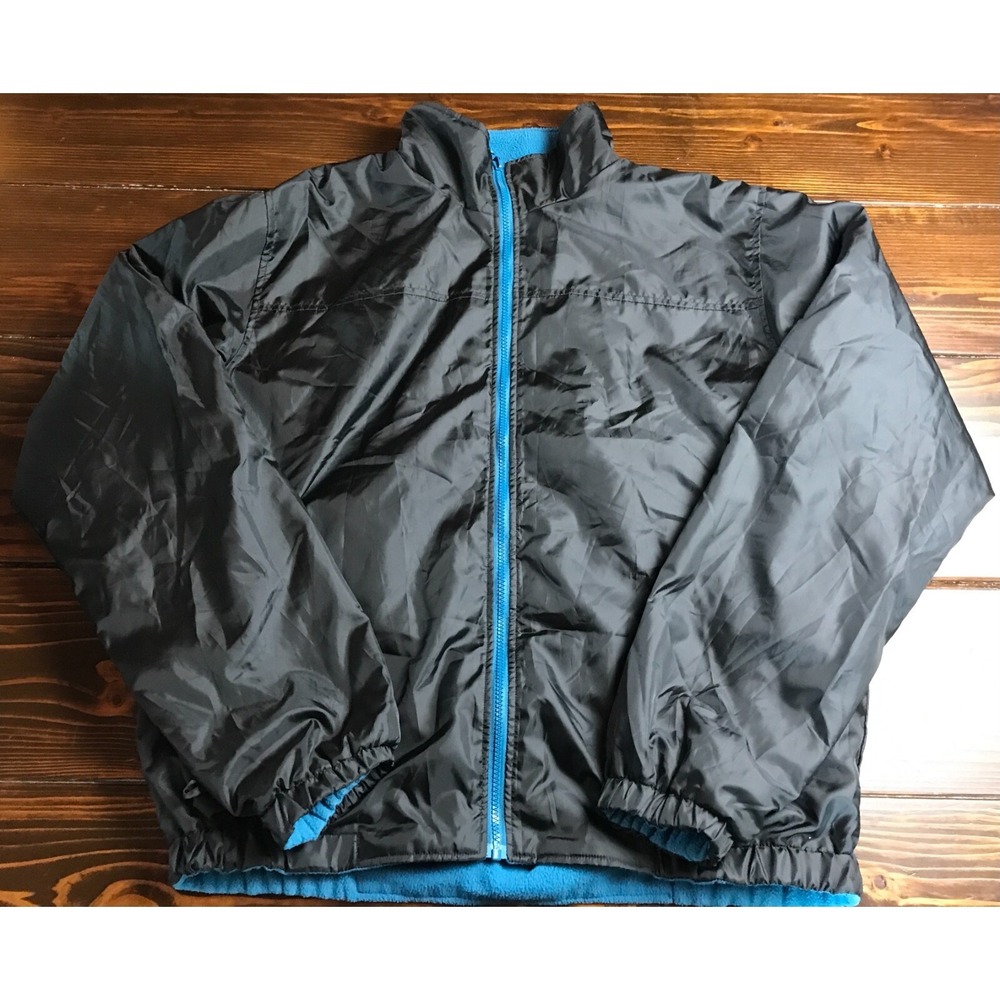 Totes Jacket Men's Size XXL Black Blue Reversible Fleece Full Zip Windbreaker